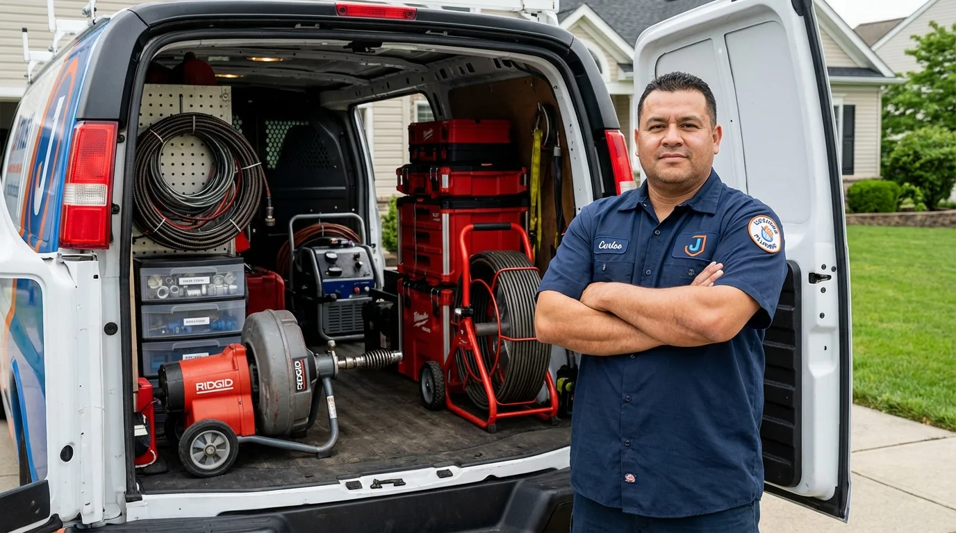 Professional drain cleaning equipment and Johns Plumbing LLC plumber in Champaign