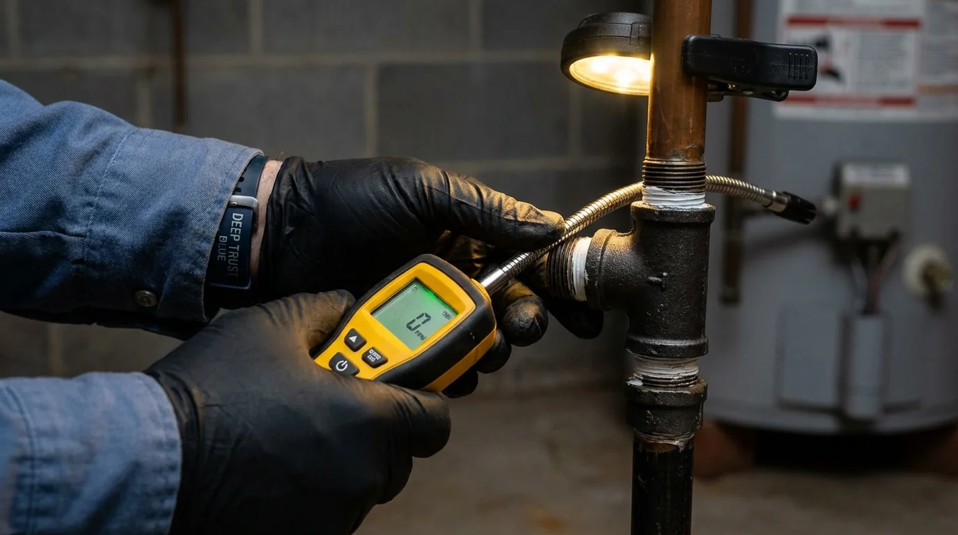 Gas leak detection with electronic sniffer by Johns Plumbing LLC in Champaign