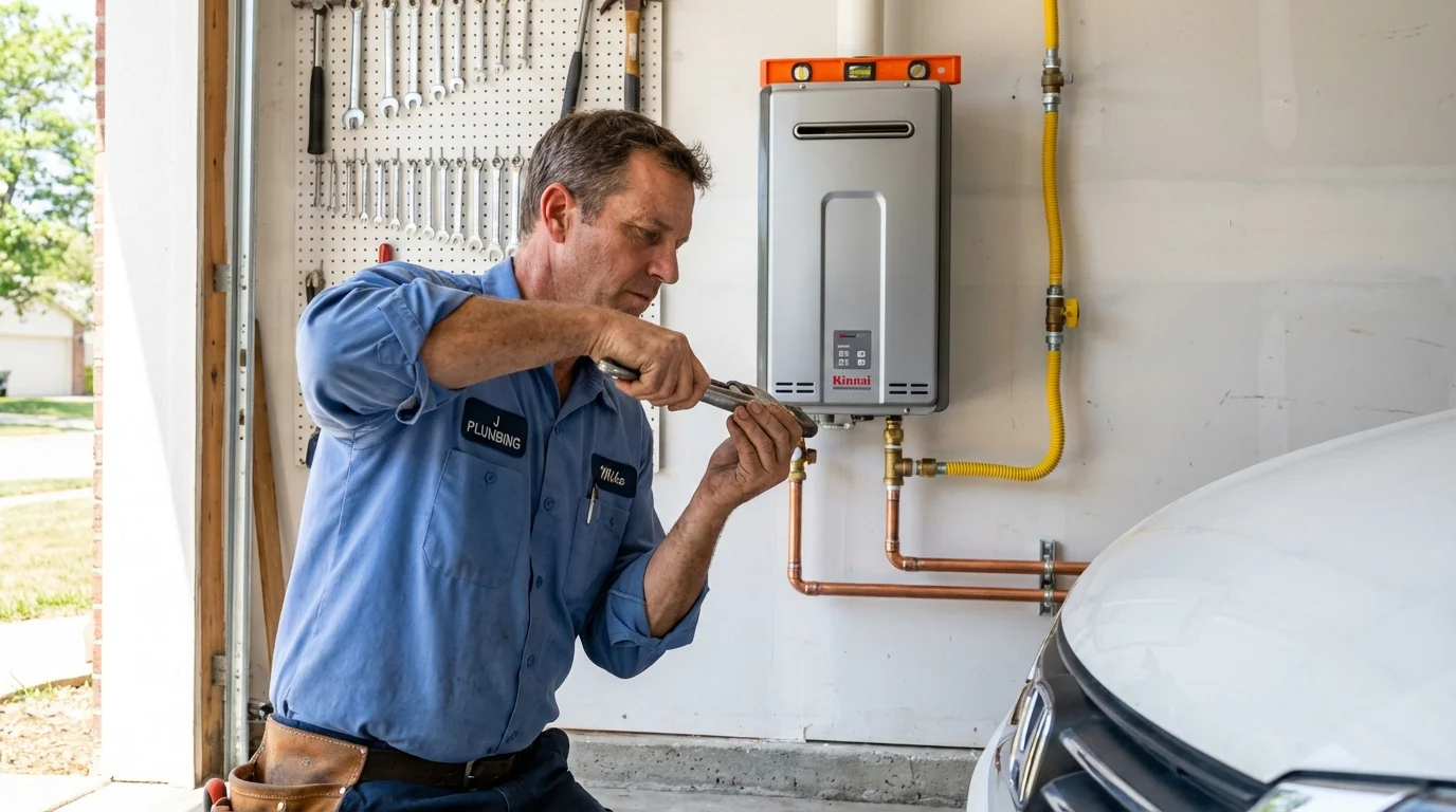 Tankless water heater installation by a Johns Plumbing LLC plumber in Champaign